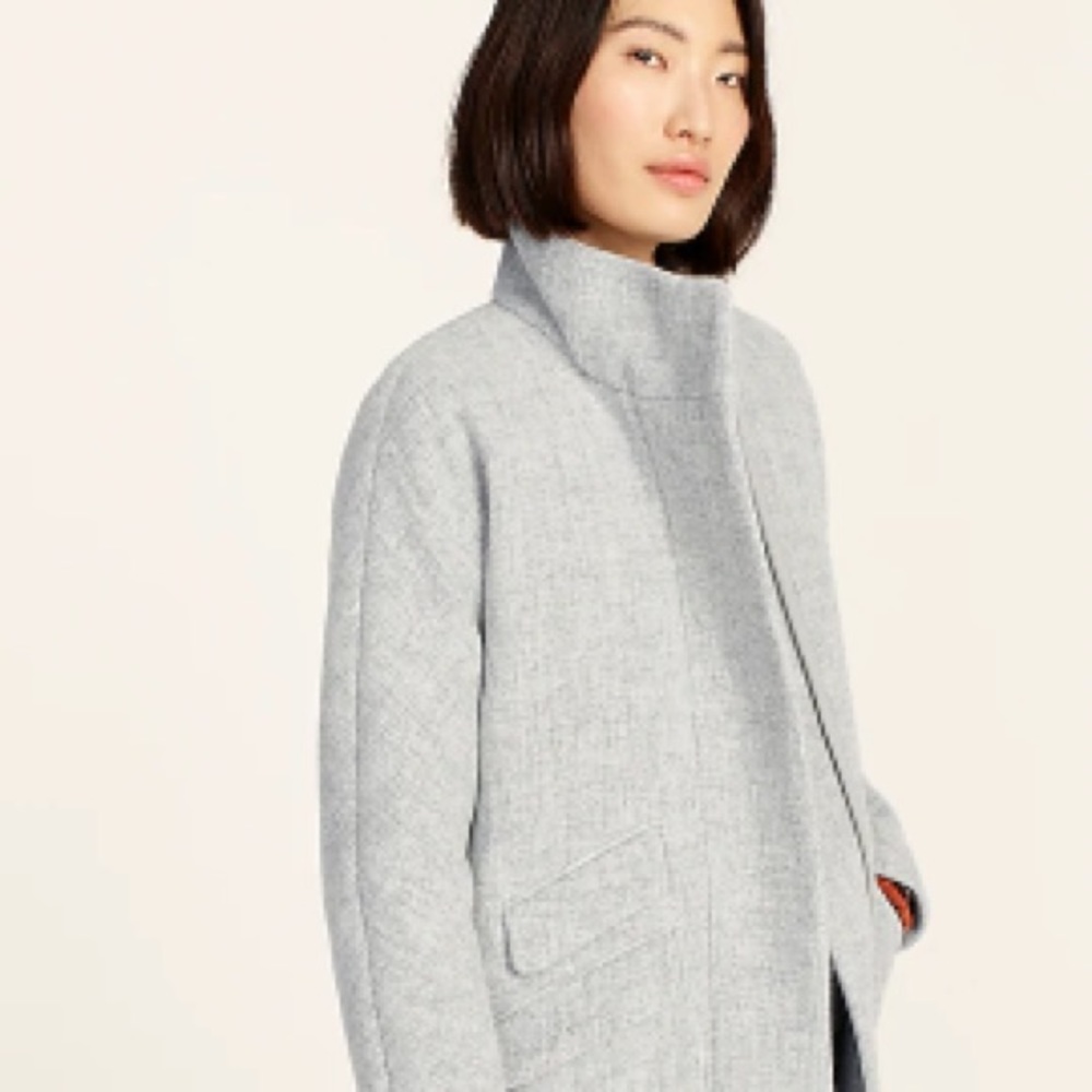 J Crew light gray Italian wool cocoon coat